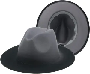 Women's Fedora Hat Felted Hats for Men's Gradient Color Wide Brim Casual Men Women Hats