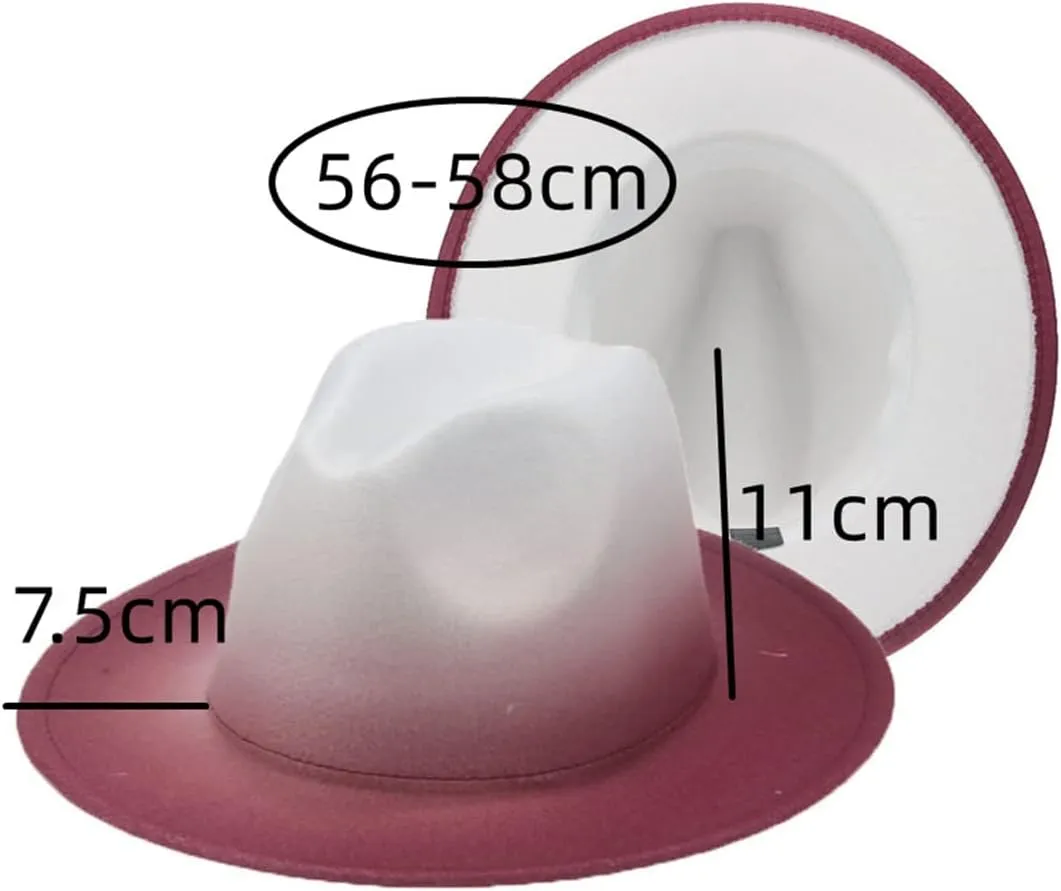 Women's Fedora Hat Felted Hats for Men's Gradient Color Wide Brim Casual Men Women Hats