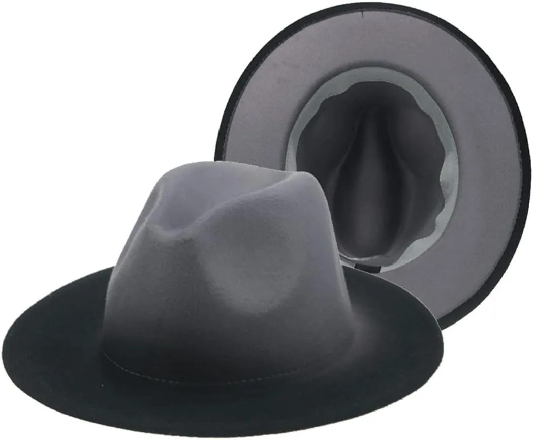 Women's Fedora Hat Felted Hats for Men's Gradient Color Wide Brim Casual Men Women Hats