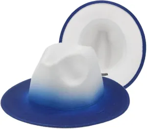 Women's Fedora Hat Felted Hats for Men's Gradient Color Wide Brim Casual Men Women Hats