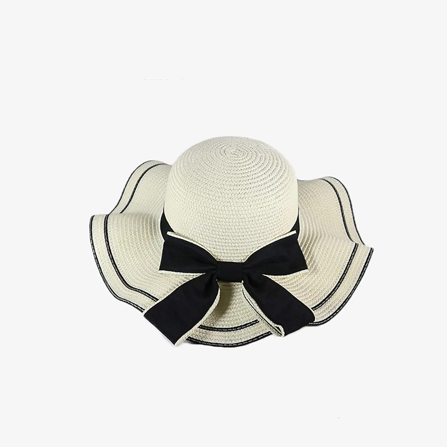 Women's Floppy Sun Straw Hat Folable Wide Brim UV Sun Protection Beach Hat Summer Bow-Knot Hat Travel Accessories