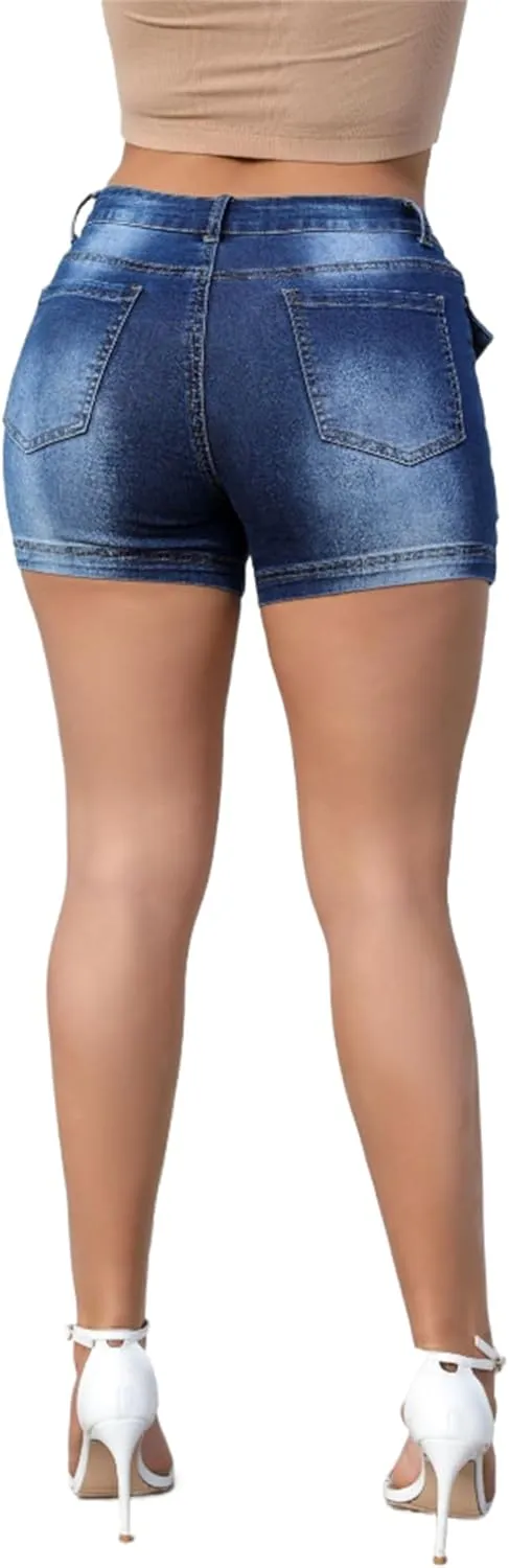 Women's High Waisted Jean Shorts Straight Leg Retro Denim High Rise Shorts Summer Hot Pants with Pockets