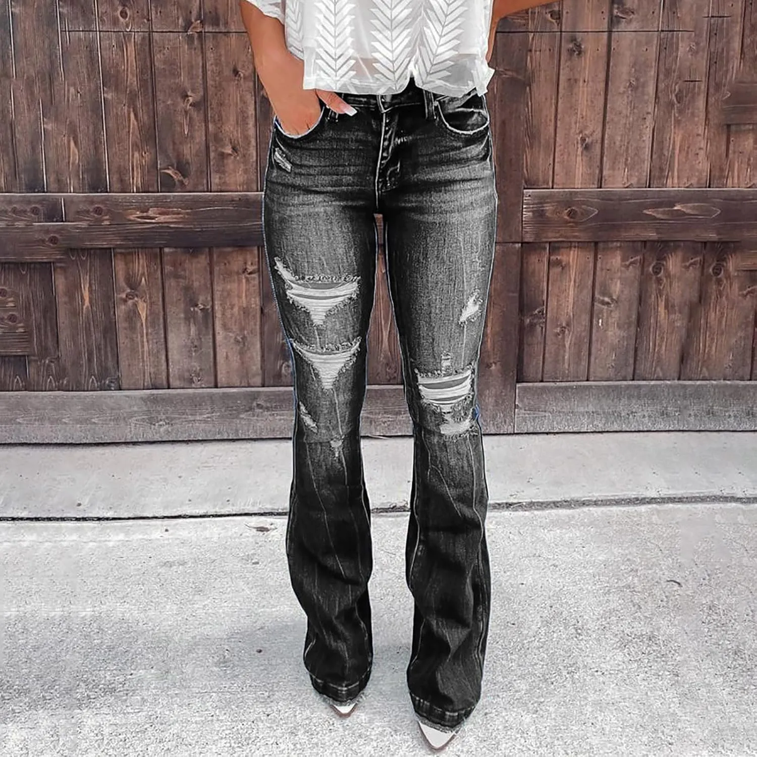 Womens Jeans Jeans Women's Juniors High Rise Denim Bell Bottom Flares Womens Jean Dress Pants