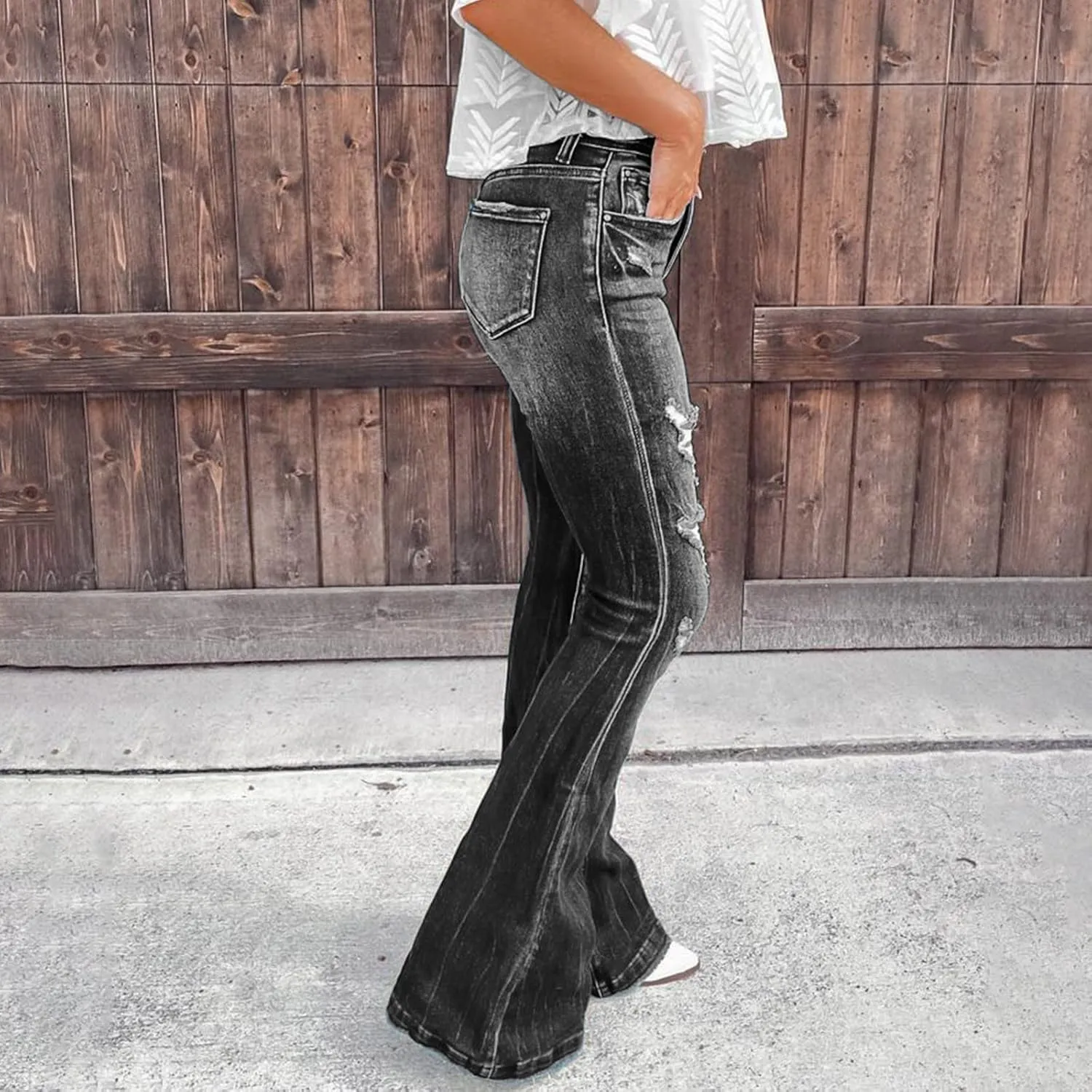 Womens Jeans Jeans Women's Juniors High Rise Denim Bell Bottom Flares Womens Jean Dress Pants