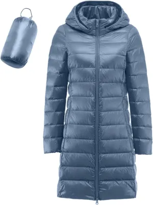 Women's Lightweight Hooded Down Jacket Packable Puffer Insulated Coats Lightweight Water-Resistant Hooded Puffer Coat