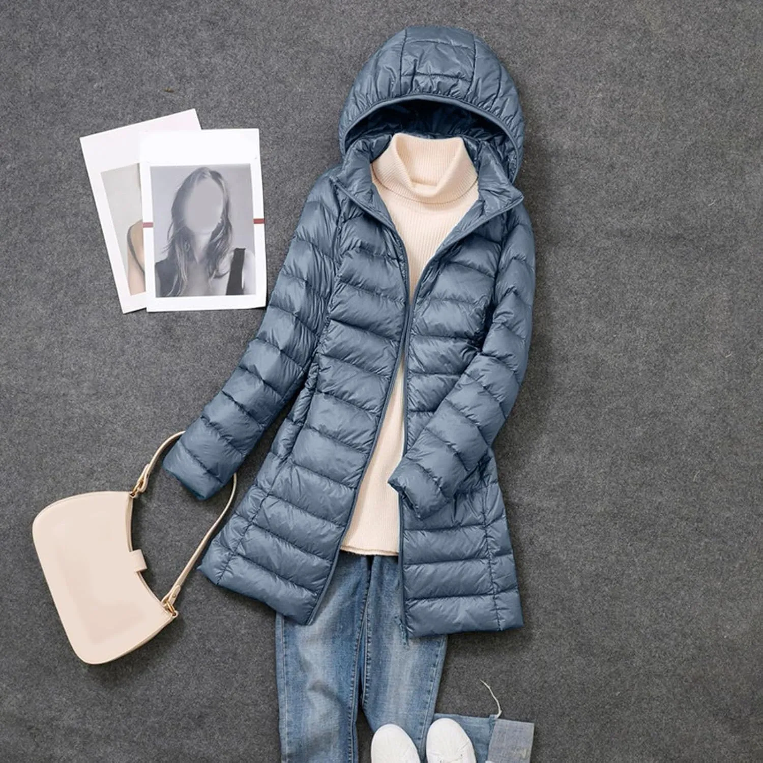 Women's Lightweight Hooded Down Jacket Packable Puffer Insulated Coats Lightweight Water-Resistant Hooded Puffer Coat