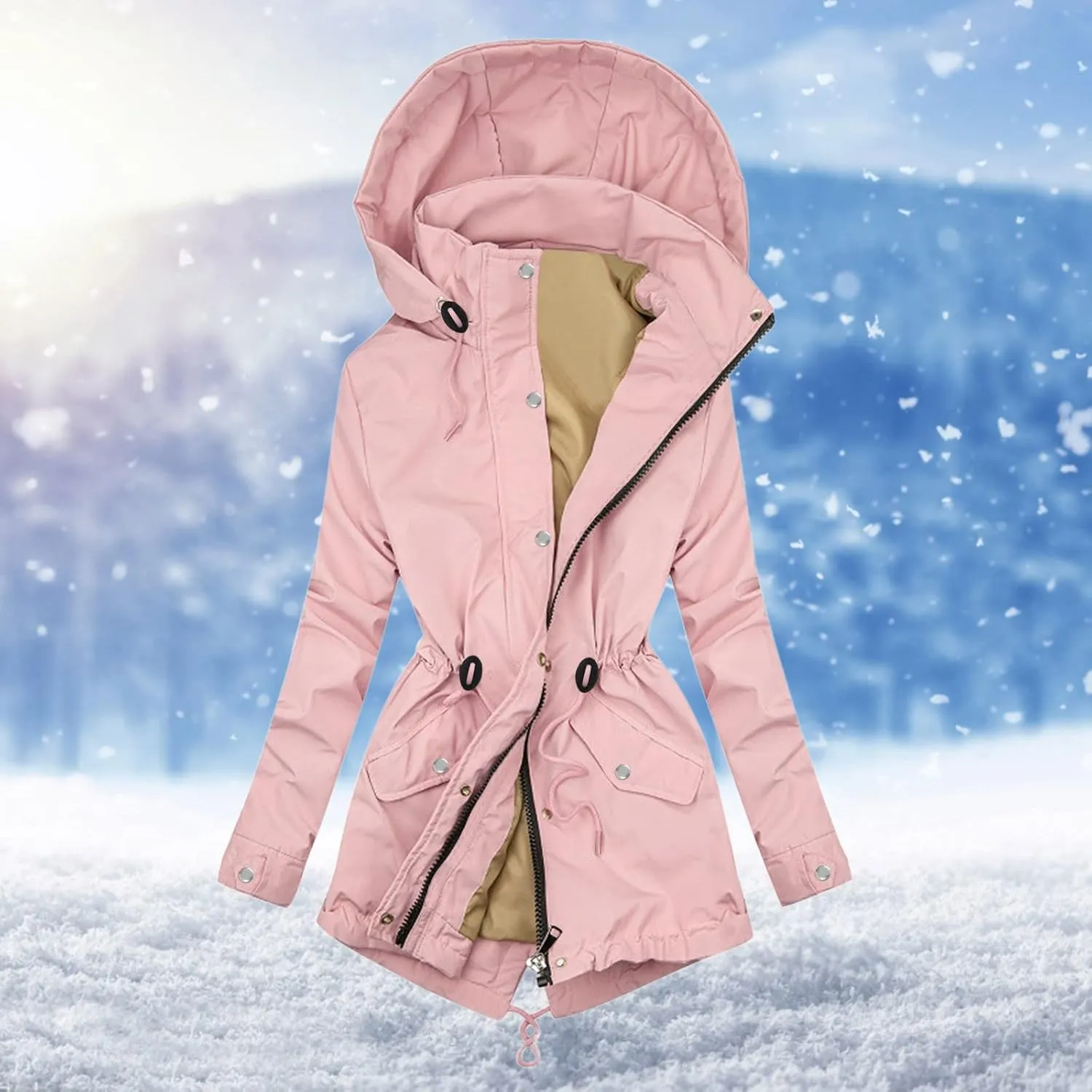 Womens Long Puffer Coat Lightweight Down Jacket Packable Parkas Jacket Maxi Water-Resistant Warm Hooded Padded Coat