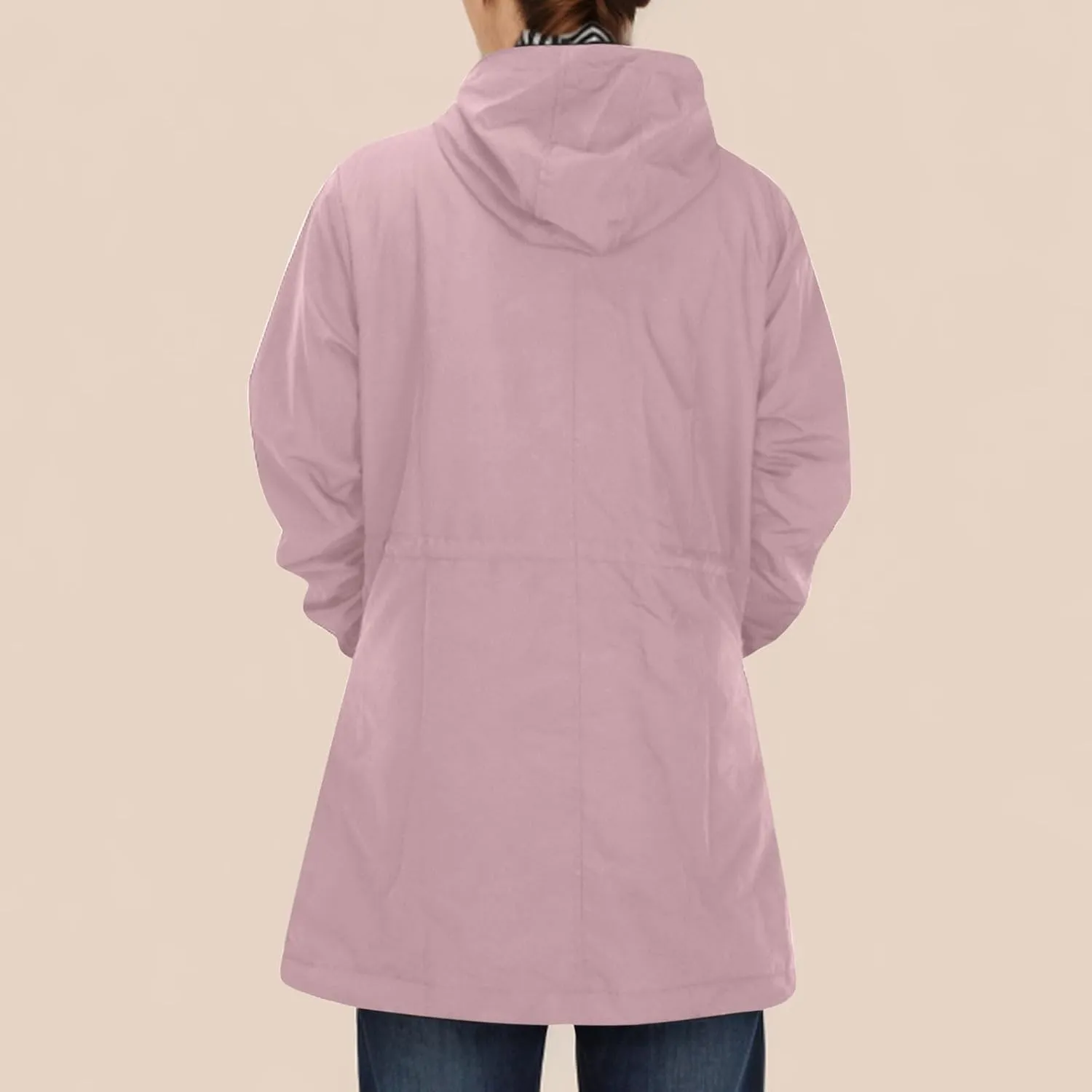 Women's Long Raincoat Waterproof Trench Coats Hooded Windbreaker Zip Up Utility Jackets Winter/Fall Outwear Hoodies