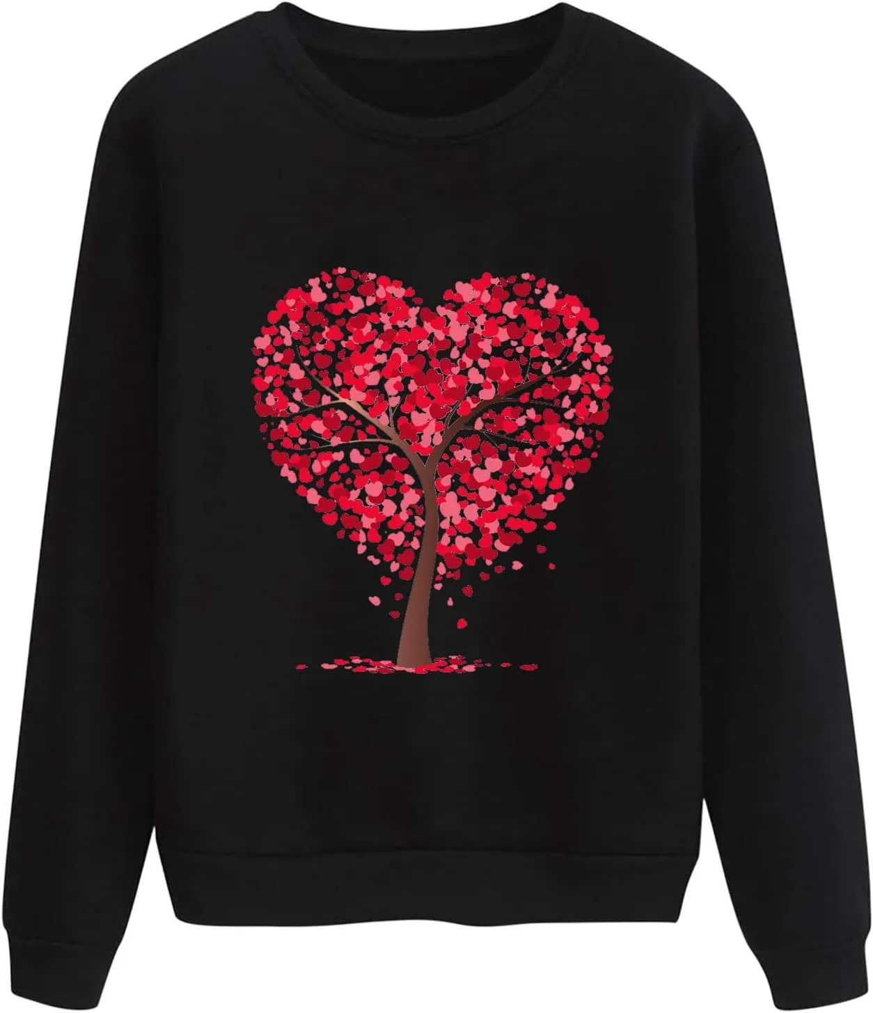 Womens Long-Sleeved Crewneck Sweatshirts 2025 Valentine's Day Printed Trendy Pullover Tops Loose Based Casual Blouses