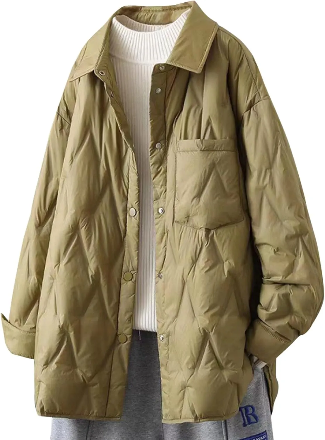 Womens Oversized Winter Coats Quilted Lightweight Jackets Thicken Parkas Outerwear Fashion Puffer Jackets Down Coats