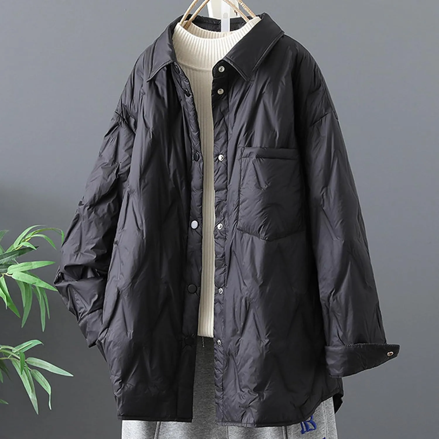 Womens Oversized Winter Coats Quilted Lightweight Jackets Thicken Parkas Outerwear Fashion Puffer Jackets Down Coats