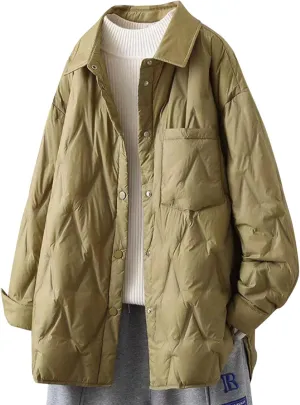 Womens Oversized Winter Coats Quilted Lightweight Jackets Thicken Parkas Outerwear Fashion Puffer Jackets Down Coats
