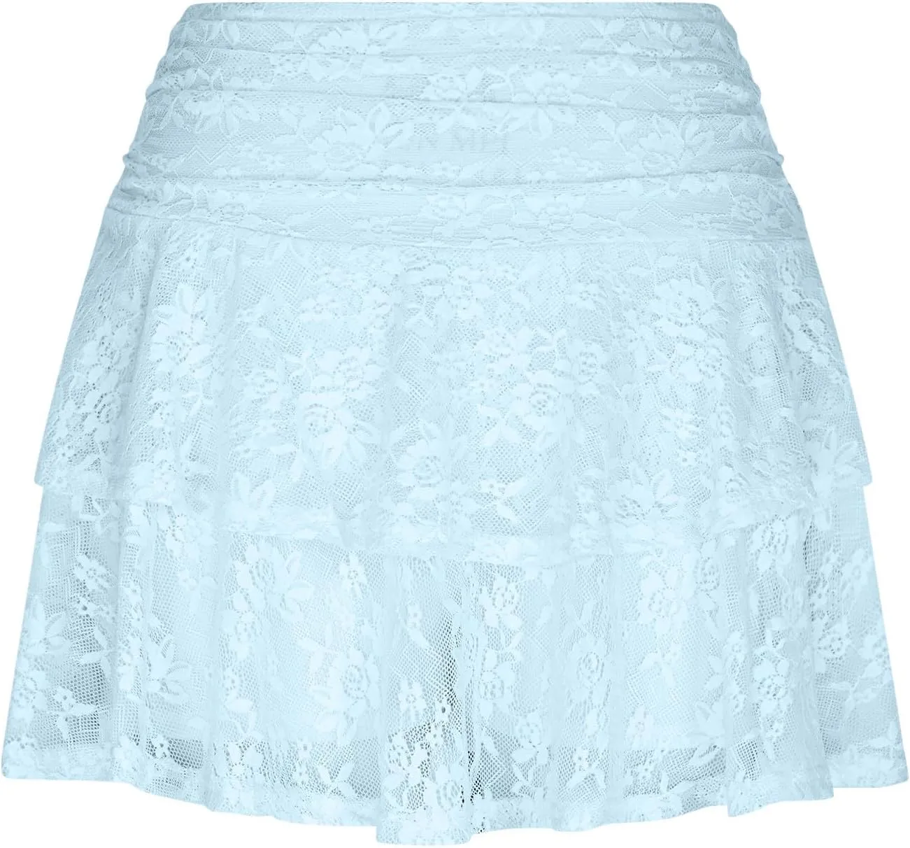 Women's Pleated Mini Skirt Sexy Lace High Waisted Ruffles Lingerie Short Skirts 2025 Elegant Pleated Layered Skirts