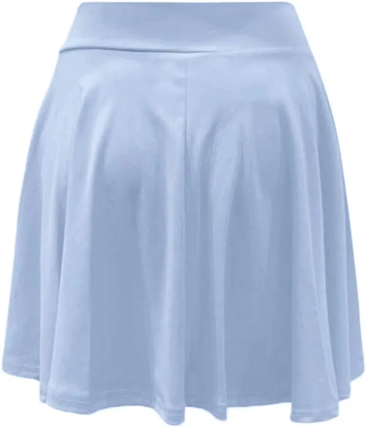 Women's Pleated Mini Skirts Built in Shorts High Waisted Elastic Casual Fashion Skorts Flowy Basic Stretchy A-line Skirt