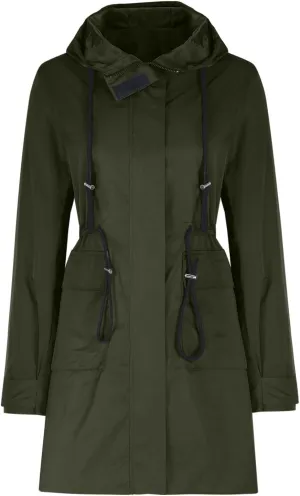 Women's Plus Size Hooded Jackets Lightweight Anorak Drawstring Utility Jacket with Pockets Outdoor Trench Coats