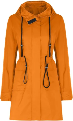 Women's Plus Size Hooded Jackets Lightweight Anorak Drawstring Utility Jacket with Pockets Outdoor Trench Coats