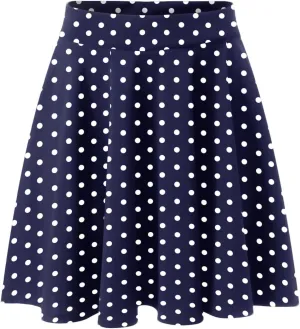 Women's Polka Dot Mini Skirts Casual Elastic High Waisted A-Line Pleated Short Skirt Summer Lightweight Casual Flared Skirts