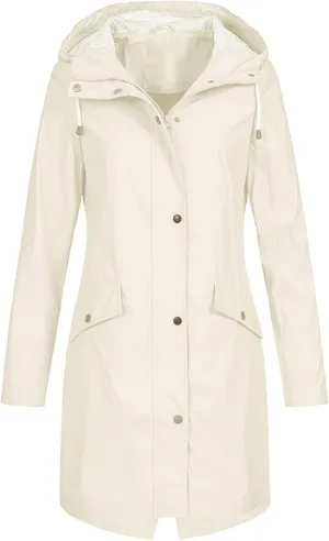 Women's Rain Jacket Lightweight Waterproof Raincoat Outdoor Trench Coat,S-5XL
