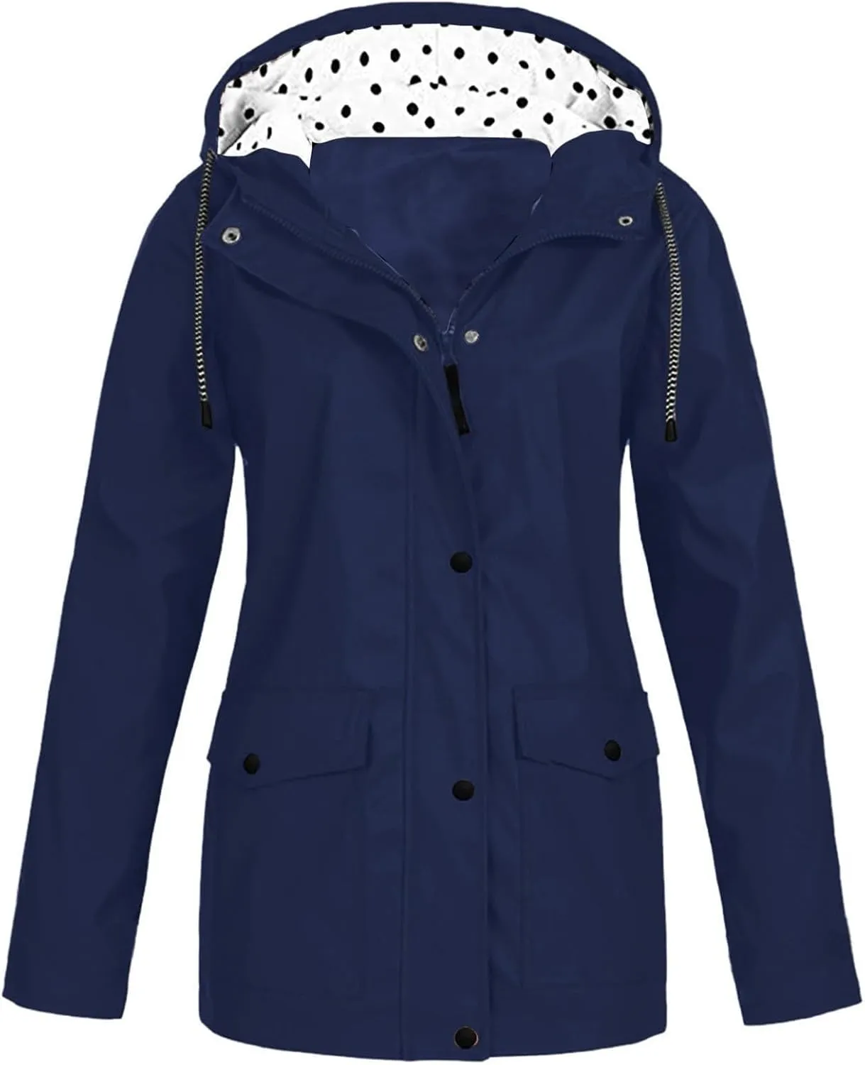 Women's Raincoat Waterproof Long Hooded Trench Coats Fall Lightweight Windbreaker Travel Jacket