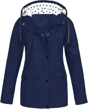 Women's Raincoat Waterproof Long Hooded Trench Coats Fall Lightweight Windbreaker Travel Jacket