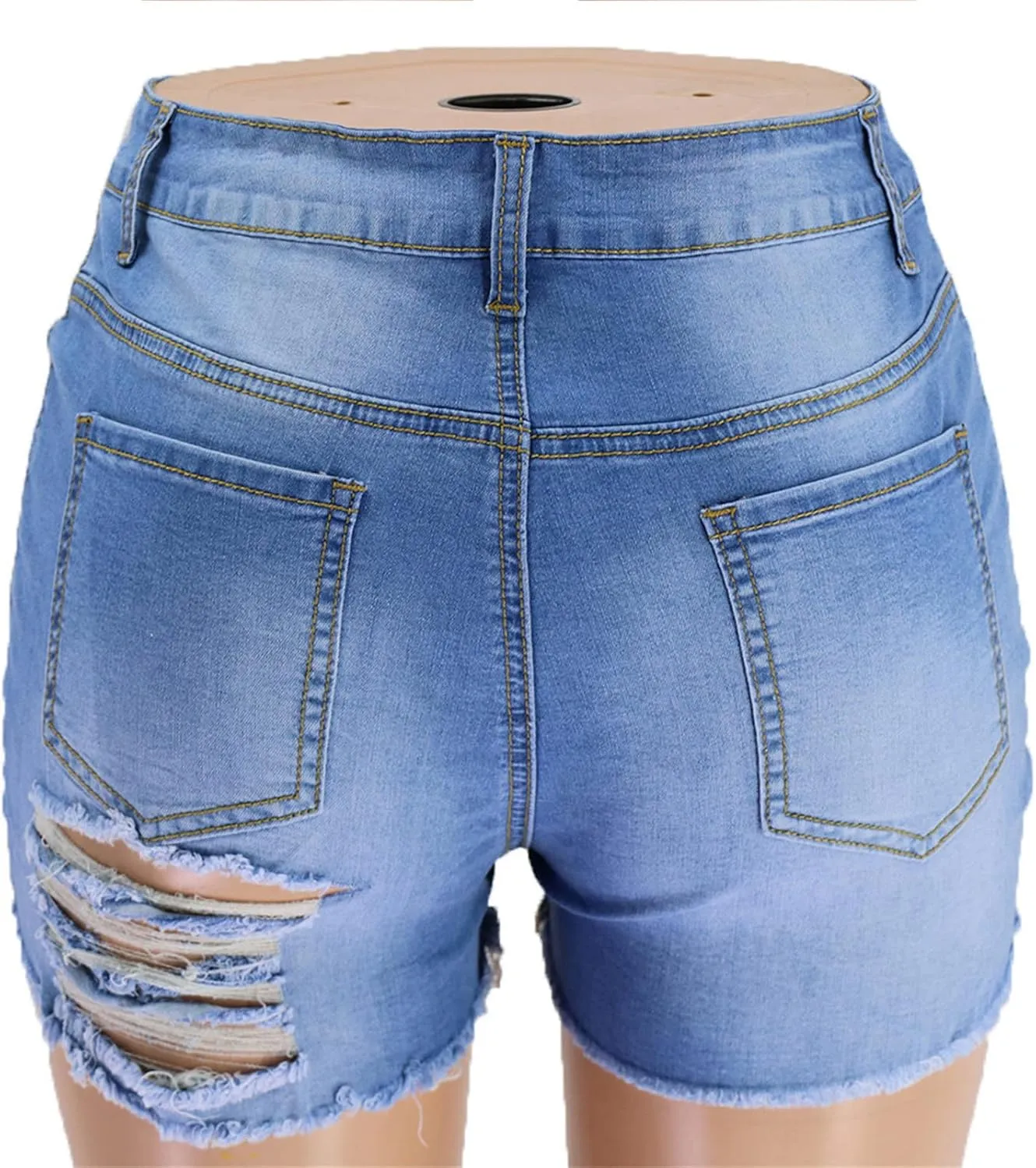 Women's Ripped High Waisted Jean Shorts Summer Hot Raw Hem Casual Shorts Frayed Holes Denim Shorts with Pockets