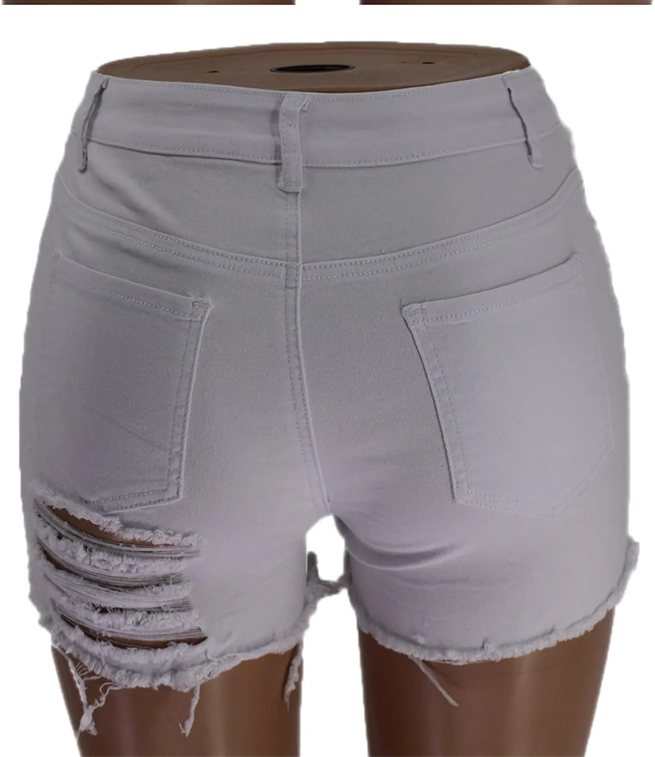 Women's Ripped High Waisted Jean Shorts Summer Hot Raw Hem Casual Shorts Frayed Holes Denim Shorts with Pockets