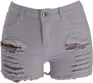 Women's Ripped High Waisted Jean Shorts Summer Hot Raw Hem Casual Shorts Frayed Holes Denim Shorts with Pockets