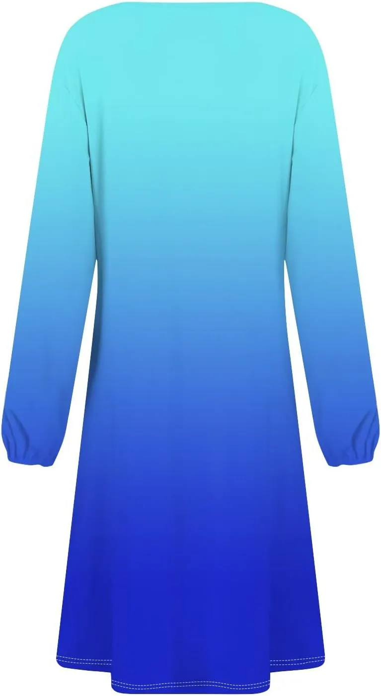 Womens Spring Fashion 2025 Dress Midi O Neck Long Sleeve Elegant Ladies Teens Casual Curvy Dressy Dress