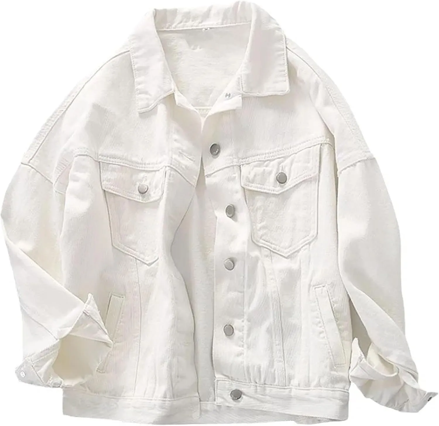Women's Spring Vintage Loose Denim Jacket For Women Washed Boyfriend Denim Coat Casual Jean Jacket