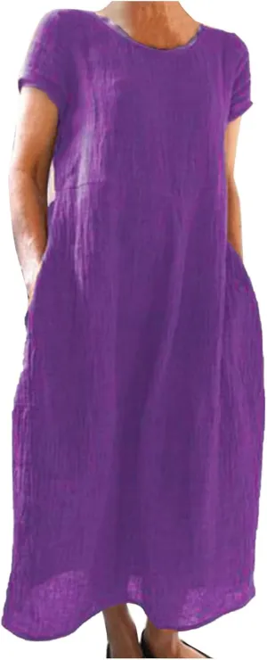 Womens Summer Dress Elastic Waist Ruffle Midi Dresses Pleated A Line Skirt for Women 2025 Church Work Dresses Clothes