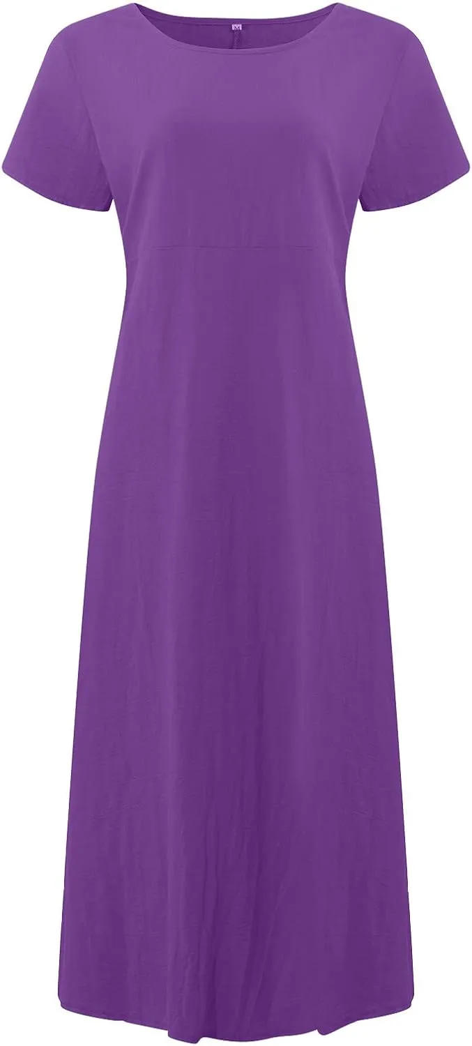Womens Summer Dress Elastic Waist Ruffle Midi Dresses Pleated A Line Skirt for Women 2025 Church Work Dresses Clothes