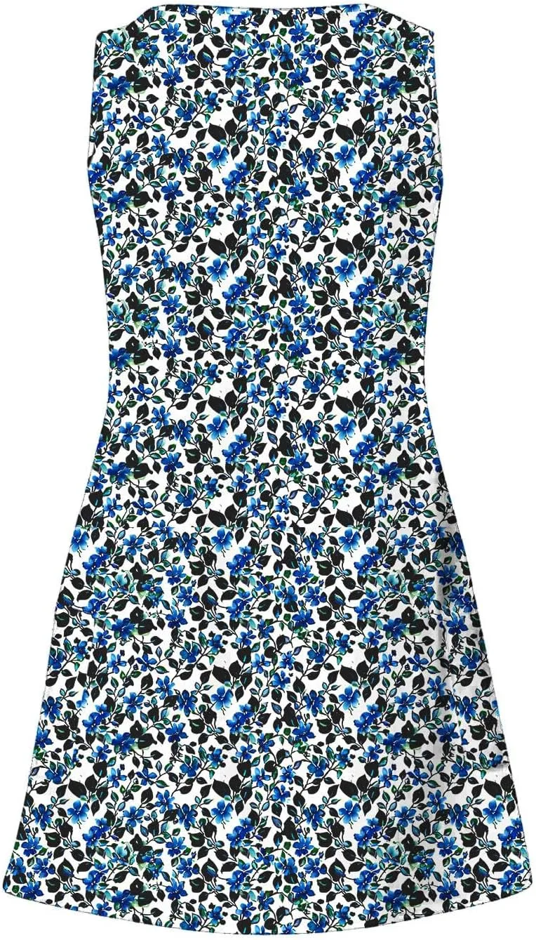 Womens Summer Floral Dress Sleeveless Beach Vacation Midi Dress Boho Flowy Sundresses Resort Wear 2025