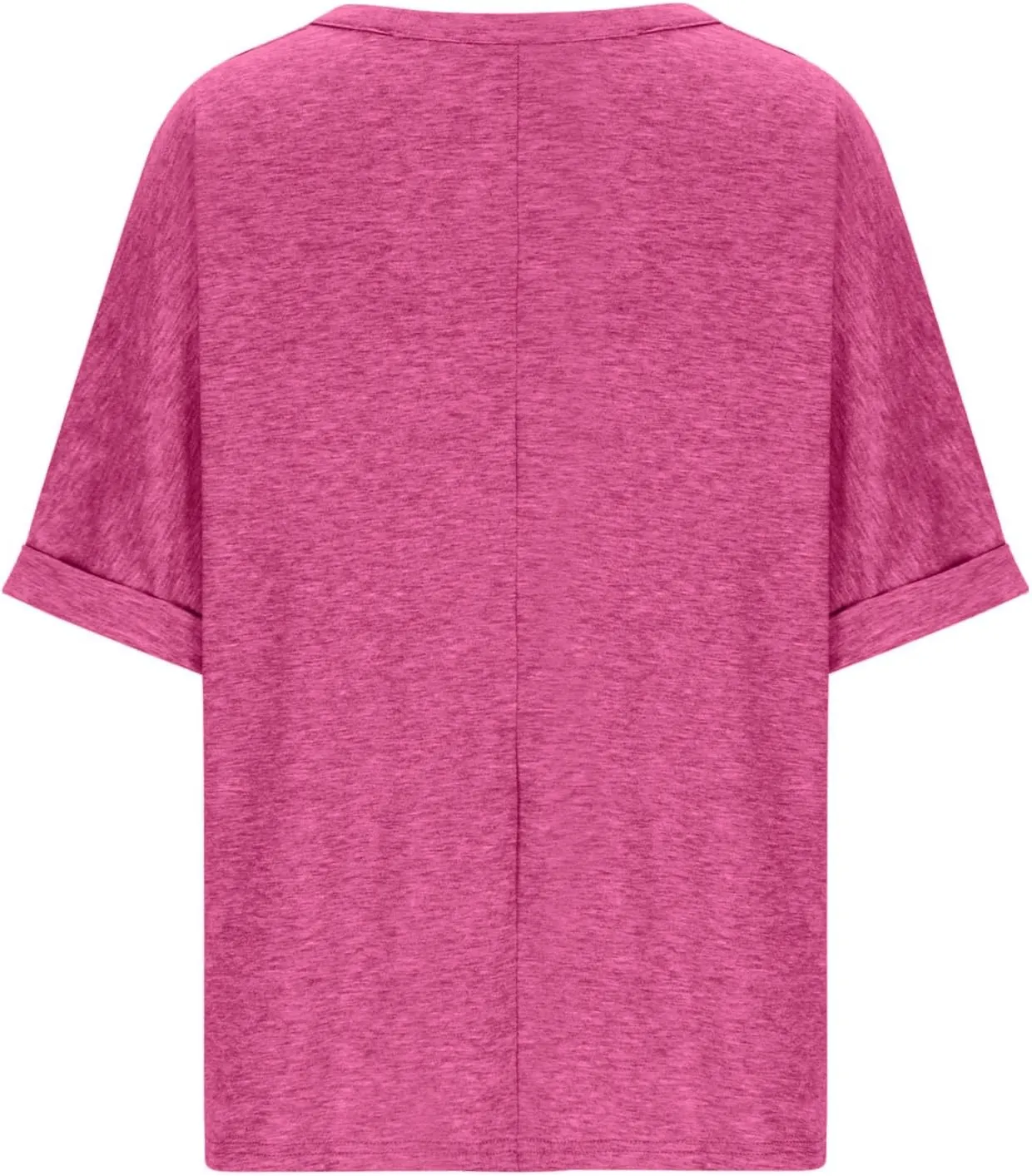 Womens Summer Oversized Tshirts Half Sleeve Crew Neck Tee Tops Fashion Casual Solid Shirt Loose Roll Up Comfy Blouse