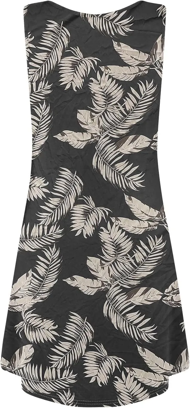 Womens Sun Dresses 2025 Tank Dress Spring Dresses Casual Short Dress Sleeveless Classic Flowy Summer with Pocket