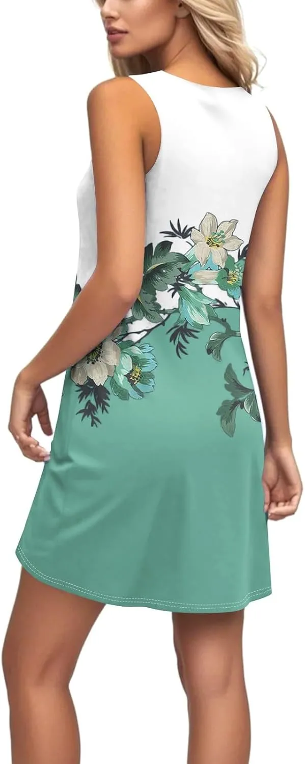 Womens Sun Dresses 2025 Tank Dress Spring Dresses Casual Short Dress Sleeveless Classic Flowy Summer with Pocket