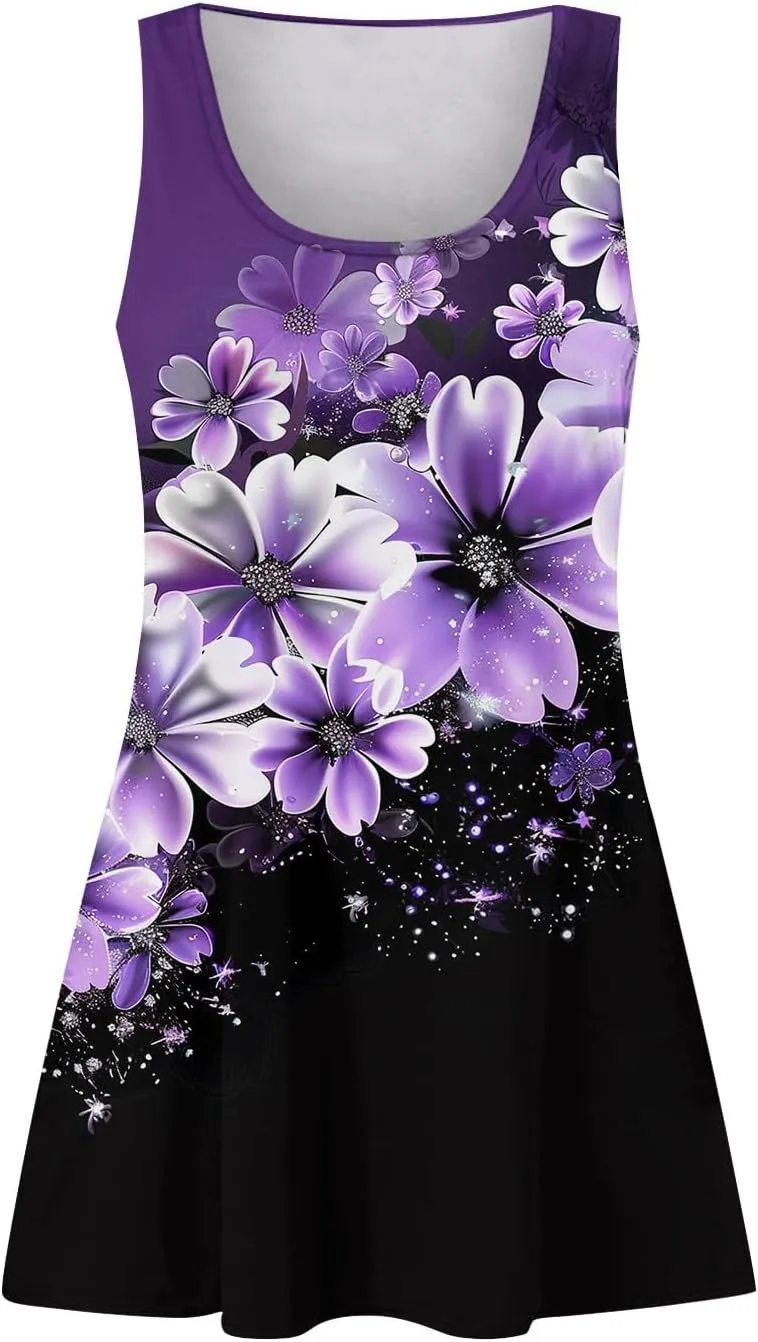 Womens Sun Dresses 2025 Tank Dress Spring Dresses Casual Short Dress Sleeveless Classic Flowy Summer with Pocket