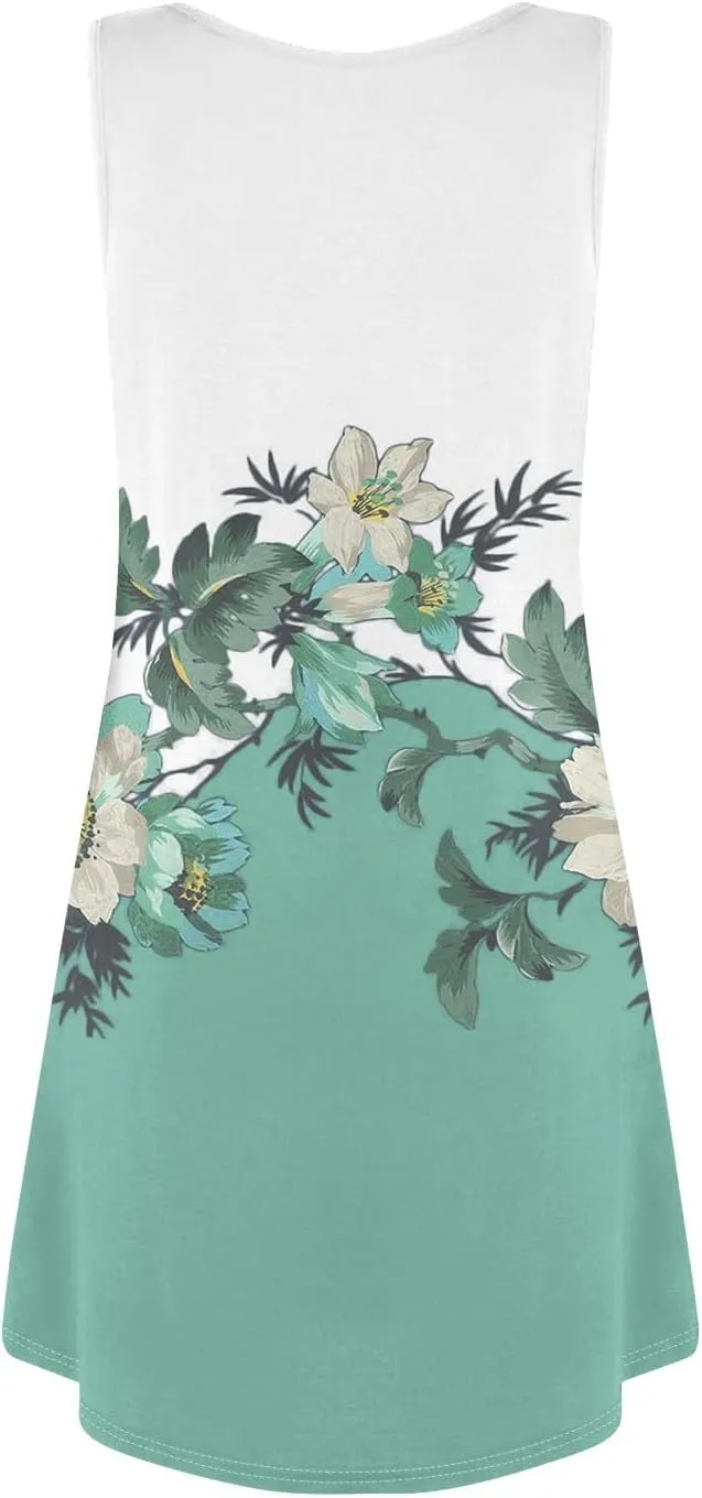 Womens Sun Dresses 2025 Tank Dress Spring Dresses Casual Short Dress Sleeveless Classic Flowy Summer with Pocket