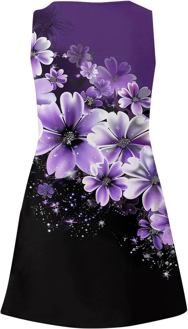 Womens Sun Dresses 2025 Tank Dress Spring Dresses Casual Short Dress Sleeveless Classic Flowy Summer with Pocket
