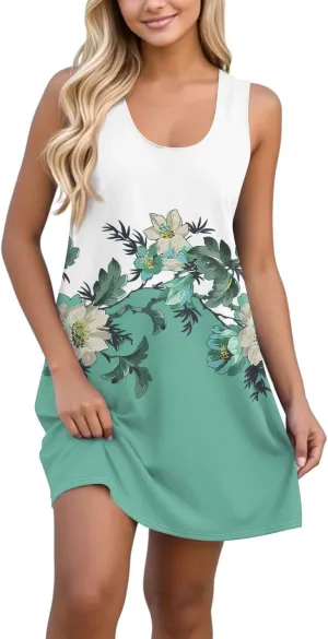 Womens Sun Dresses 2025 Tank Dress Spring Dresses Casual Short Dress Sleeveless Classic Flowy Summer with Pocket
