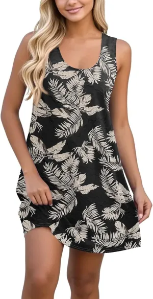 Womens Sun Dresses 2025 Tank Dress Spring Dresses Casual Short Dress Sleeveless Classic Flowy Summer with Pocket