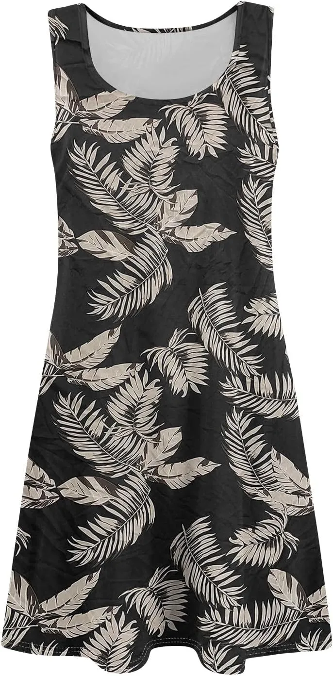 Womens Sun Dresses 2025 Tank Dress Spring Dresses Casual Short Dress Sleeveless Classic Flowy Summer with Pocket