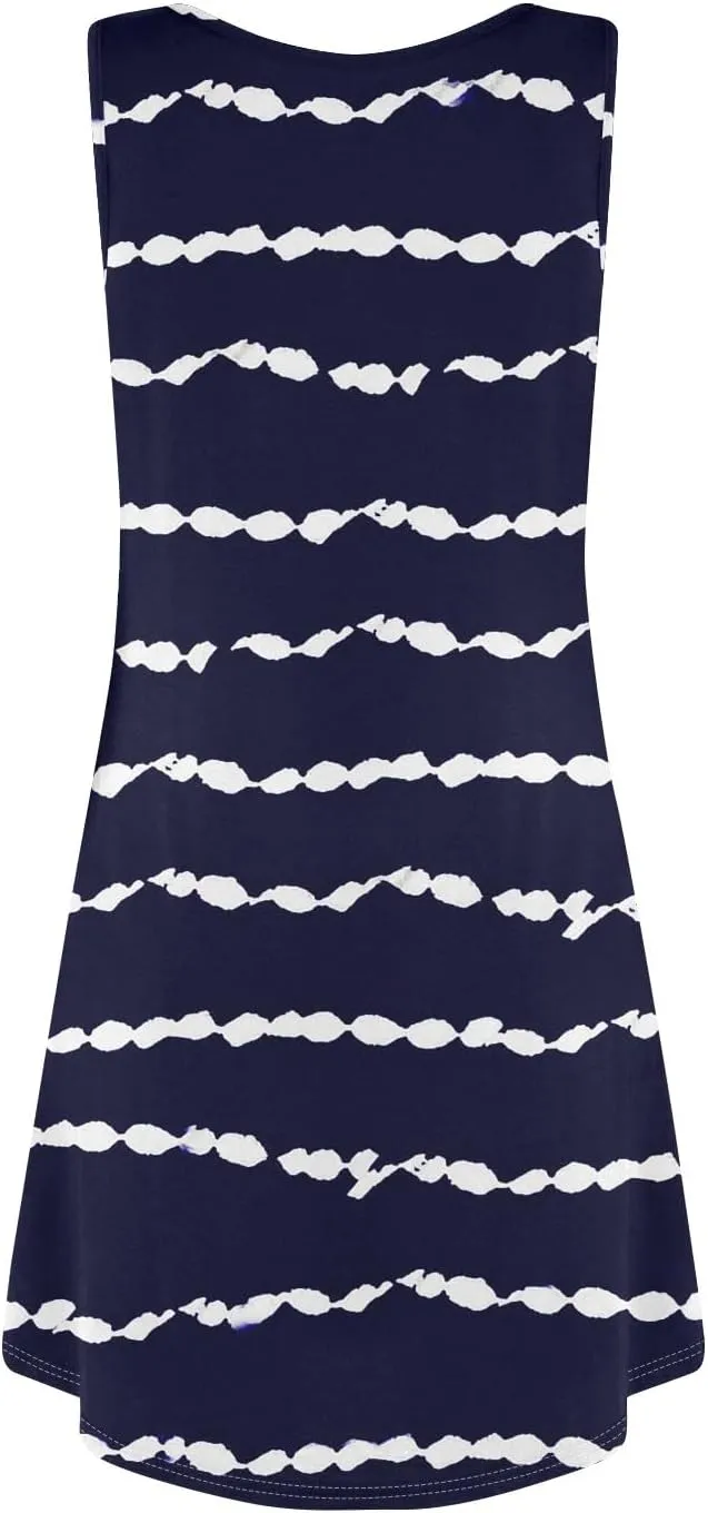 Womens Sun Dresses 2025 Tank Dress Spring Dresses Casual Short Dress Sleeveless Classic Flowy Summer with Pocket