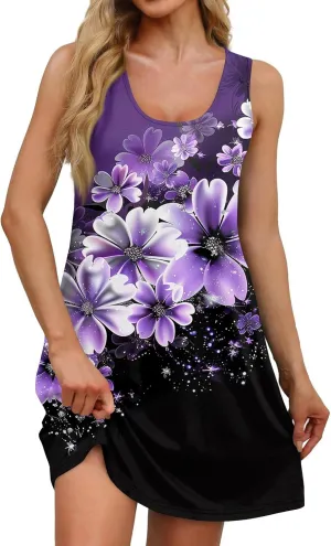 Womens Sun Dresses 2025 Tank Dress Spring Dresses Casual Short Dress Sleeveless Classic Flowy Summer with Pocket