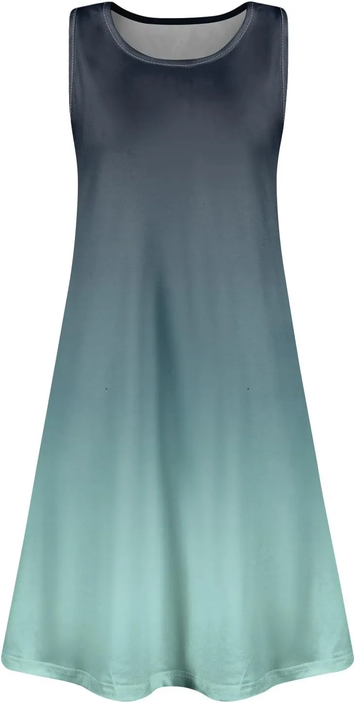Womens Sundresses Short Tank Dress Spring Casual Dresses Cover Up Sleeveless Beach Flowy Dress Summer with Pocket