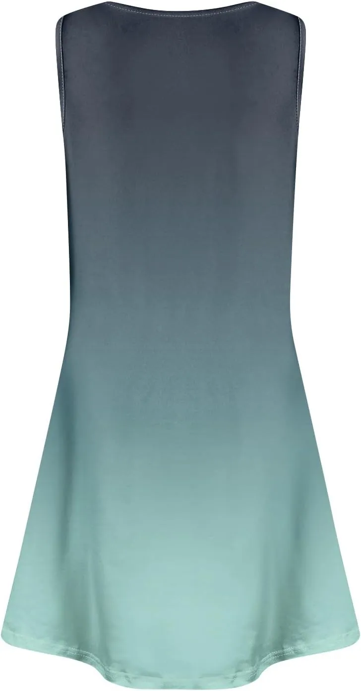 Womens Sundresses Short Tank Dress Spring Casual Dresses Cover Up Sleeveless Beach Flowy Dress Summer with Pocket