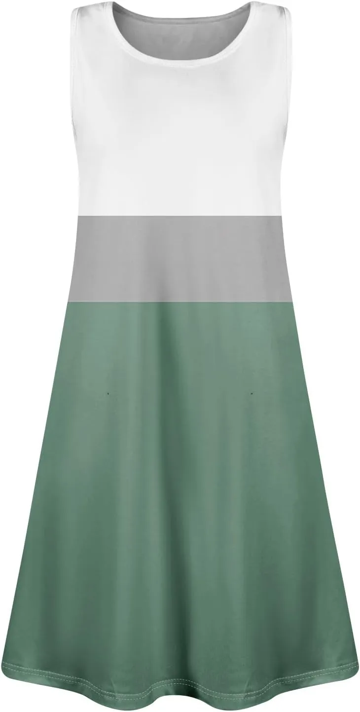 Womens Sundresses Short Tank Dress Spring Casual Dresses Cover Up Sleeveless Beach Flowy Dress Summer with Pocket