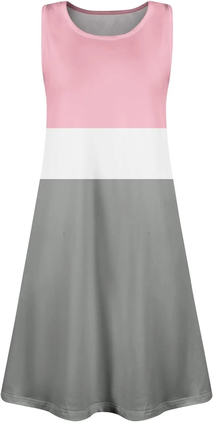 Womens Sundresses Short Tank Dress Spring Casual Dresses Cover Up Sleeveless Beach Flowy Dress Summer with Pocket