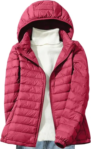 Women's Warm Winter Coats Insulated Lightweight Cropped Puffer Coats Packable Solid Hooded Zipper Down Jackets