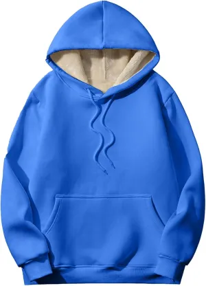 Women's Winter Sherpa Fleece Lined Hoodie Trendy Thermal Windbreak Sweatshirt Long Sleeve Solid Color Casual Y2K Tops