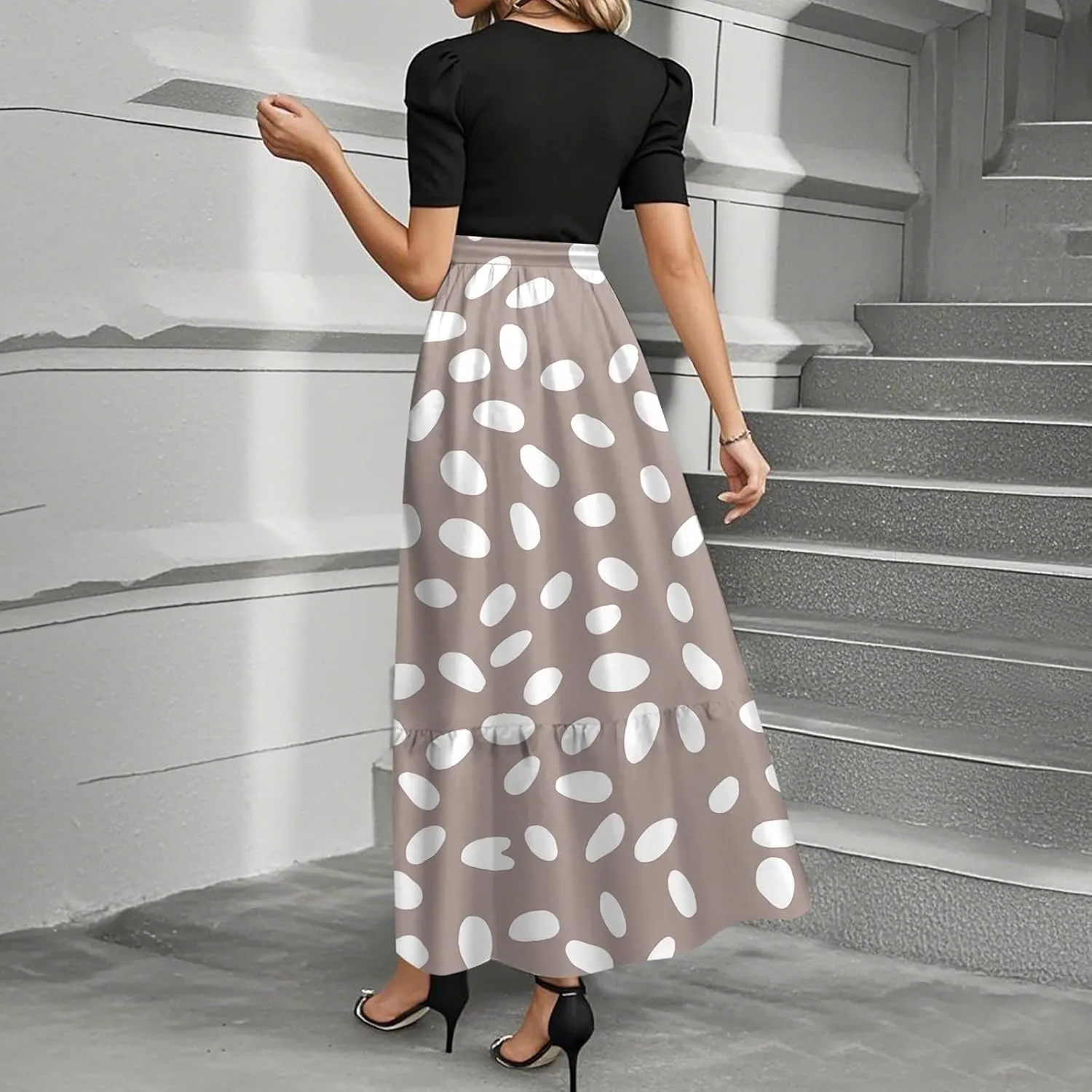Wrap Dresses for Women Plus Size Floral Print Maxi Dress Ruffle Hem Elegant Summer Outfit